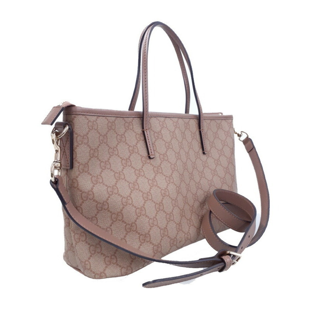 Gucci Leather Beige Supreme Tote Zip Nude Pink Canvas GG